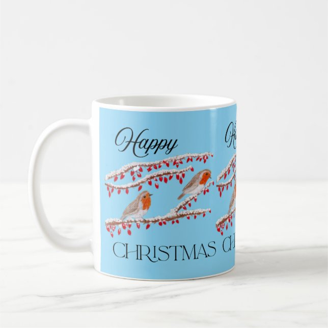 Blue Robin Christmas Kaffeetasse (Links)