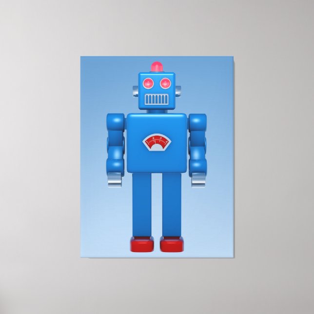 Blue Robot 02 Leinwanddruck (Vorderseite)