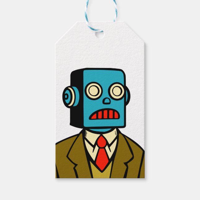 Blue Robot Geschenkanhänger (Vorderseite)