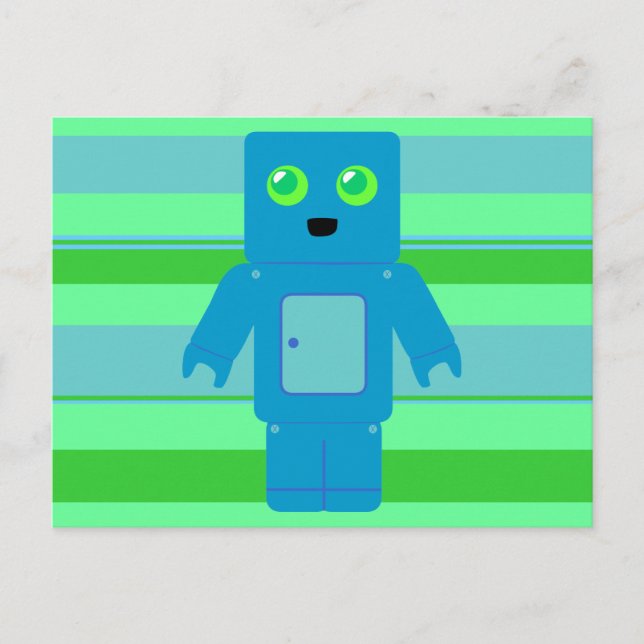 Blue Robot Postkarte (Vorderseite)