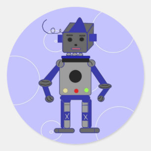Blue Robot Runder Aufkleber