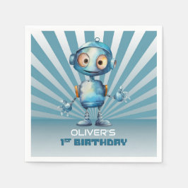 Blue Robot Thema 1. Geburtstag Serviette