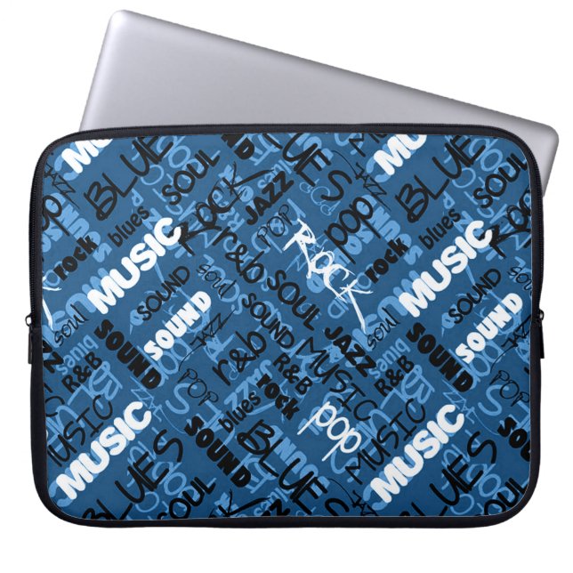 Blue Rock Pop R & B Musik Text Notebook-Sieb Laptopschutzhülle (Vorderseite)