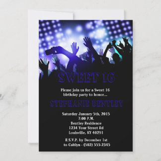 Blue Rock Star Sweet 16 Geburtstag Einladung