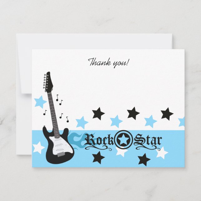 Blue Rocker Rock Star 4x5 Flat Vielen Dank Mitteilungskarte (Vorderseite)