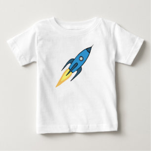Blue Rocket Ship Weltraumschiff Personalisiert Boy Baby T-shirt