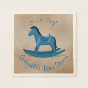 Blue Rocking Horse Baby Dusche Serviette