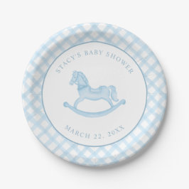 Blue Rocking Horse Baby Shower Paper Teller