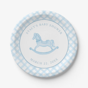 Blue Rocking Horse Baby Shower Paper Teller