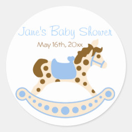 Blue Rocking Horse Baby Shower Stickers