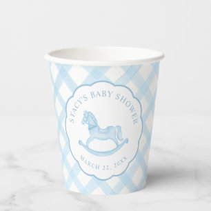 Blue Rocking Horse Boy Baby Duschpapier Tassen Pappbecher