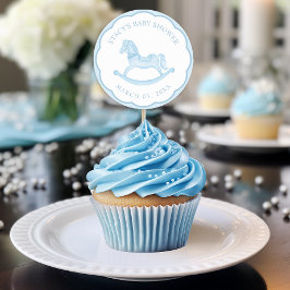 Blue Rocking Horse Boy Baby Shower Gefallen Sticke Runder Aufkleber