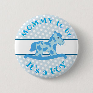 Blue Rocking Horse Es ist eine Baby-Dusche Button