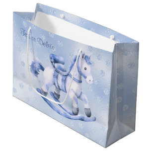 Blue Rocking Horse Geschenktasche Große Geschenktüte