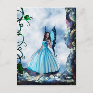 Blue Romantic Butterfly Fairy Postcard Postkarte