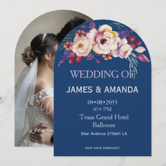 Blue Romantic Classic Personalized  Einladung