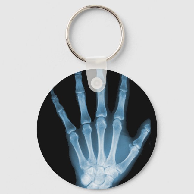 Blue Röntgen Skeleton Hand Schlüsselanhänger (Vorderseite)