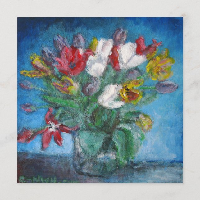Blue Room Tulip Blume Bouquet in einer Vase (Vorderseite)