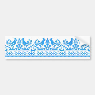Blue Rooster cross-stitch Autoaufkleber