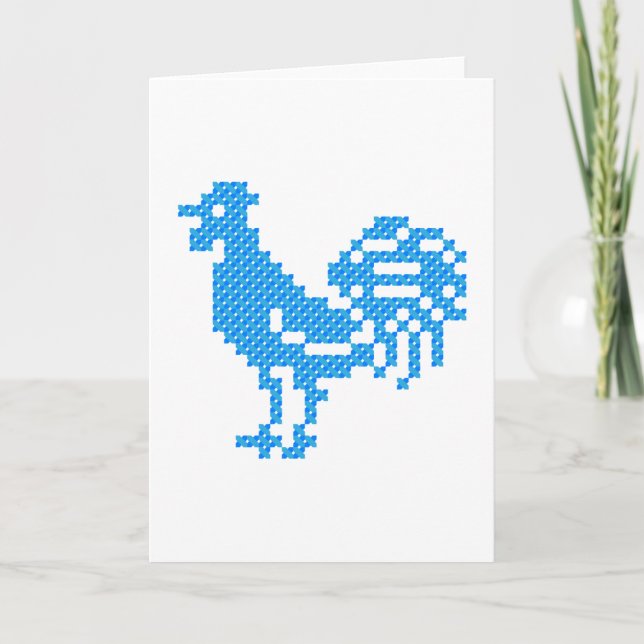 Blue Rooster Feiertagskarte (Vorderseite)