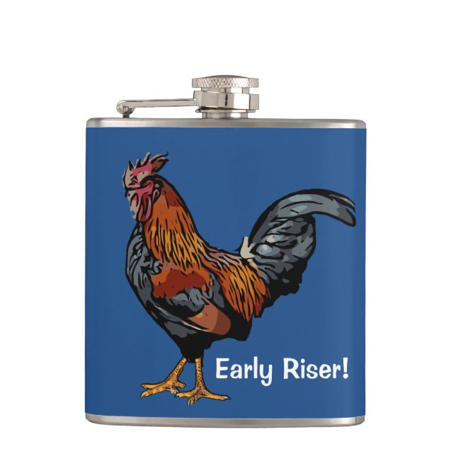 Blue Rooster Flask Early Riser Flachmann (Vorderseite)