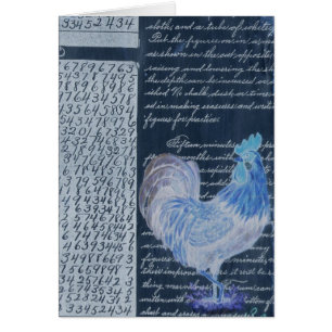 Blue Rooster mit Vintagem Papier