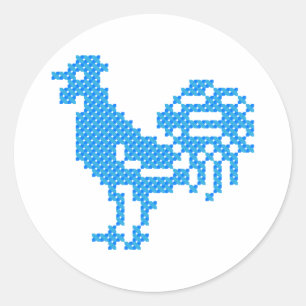 Blue Rooster Runder Aufkleber