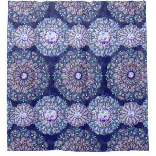 Blue Rosace Duschvorhang