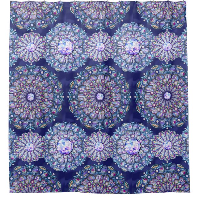 Blue Rosace Duschvorhang (Vorderseite)