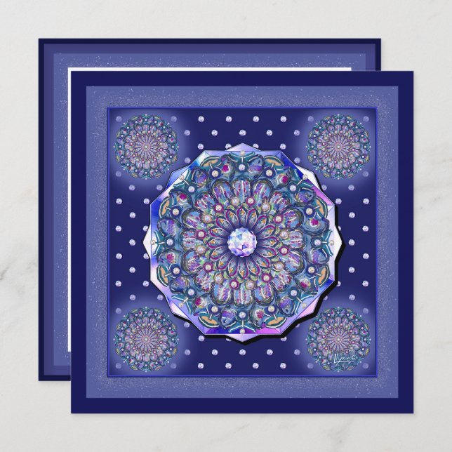 Blue Rosace Feiertagskarte (Vorne/Hinten)