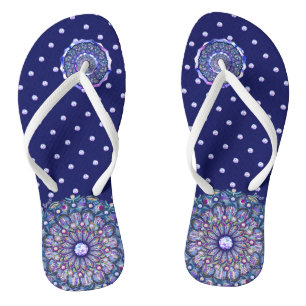 Blue Rosace Flip Flops