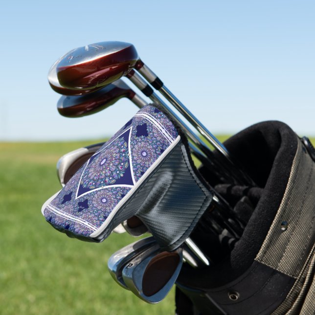 Blue Rosace Golf Headcover (In Situ)