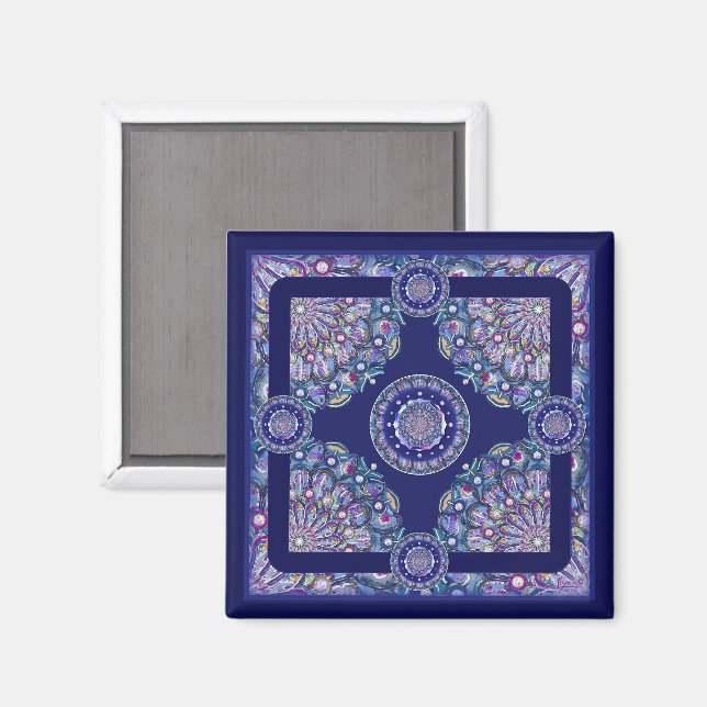 Blue Rosace Magnet (Vorderseite/Rückseite)