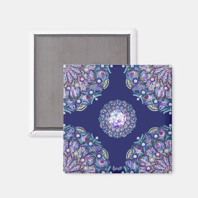 Blue Rosace Magnet (Vorderseite/Rückseite)