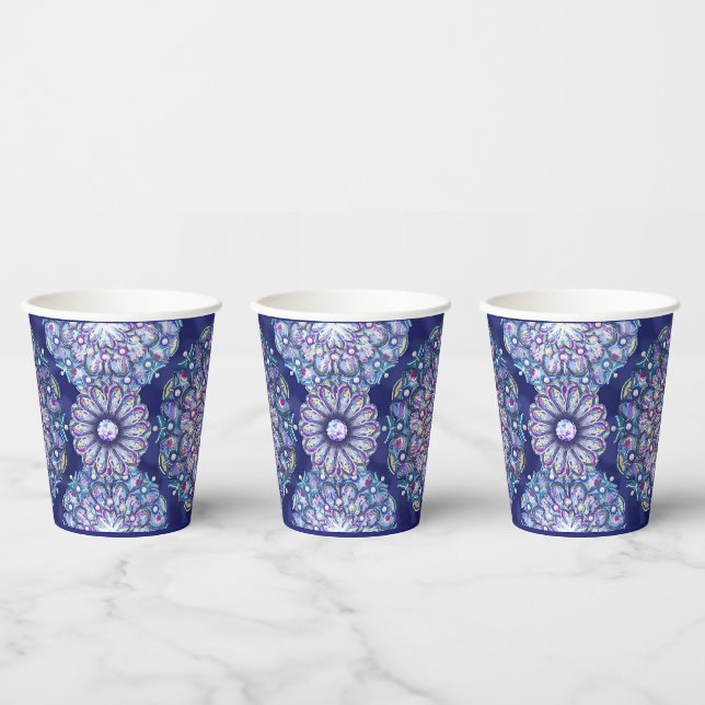 Blue Rosace Pappbecher (Multi)