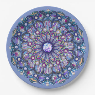 Blue Rosace Pappteller