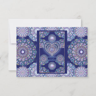 Blue Rosace RSVP Karte