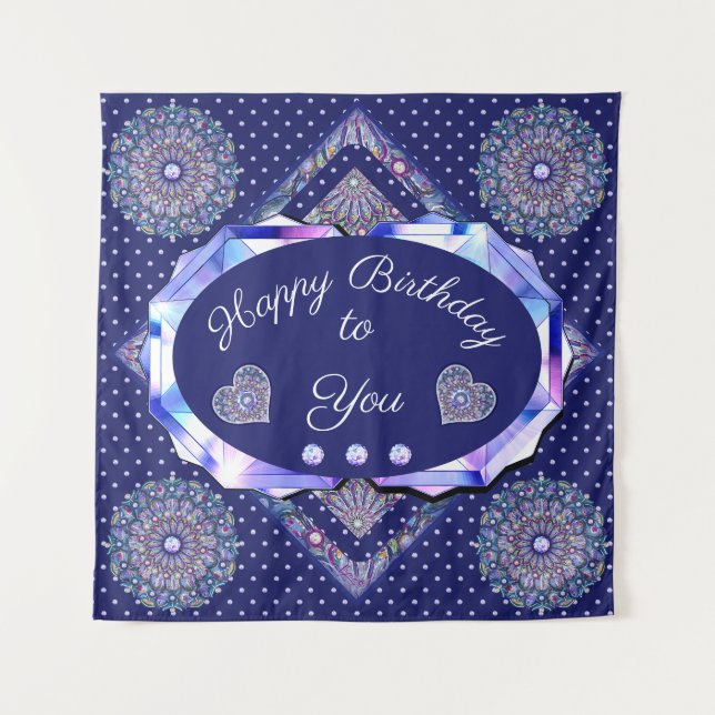 Blue Rosace Tapestry Wandteppich (Vorderseite)