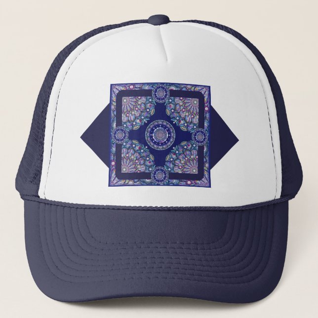 Blue Rosace Truckerkappe (Vorderseite)