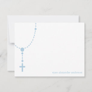 Blue Rosary Baptisk Vielen Dank Anmerkungen Mitteilungskarte