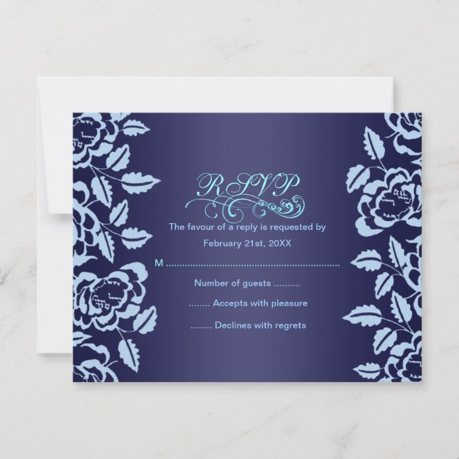 Blue Rose Birthday RSVP Card Karte (Vorderseite)