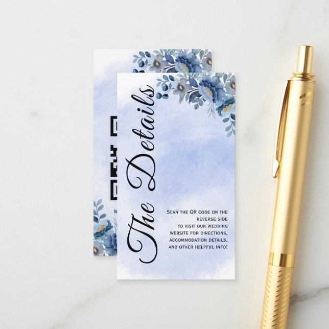 Blue Rose Bloom Wedding Cards Begleitkarte (Vorderseite/Rückseite Beispiel)