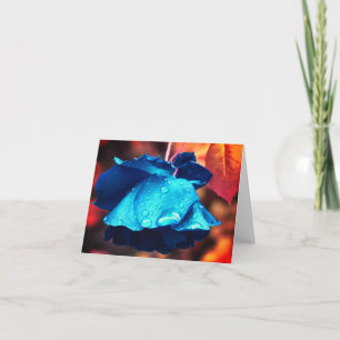 Blue Rose Blume Art Note Card Dankeskarte