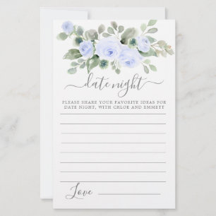 Blue Rose Blumengrün Datum Night Card
