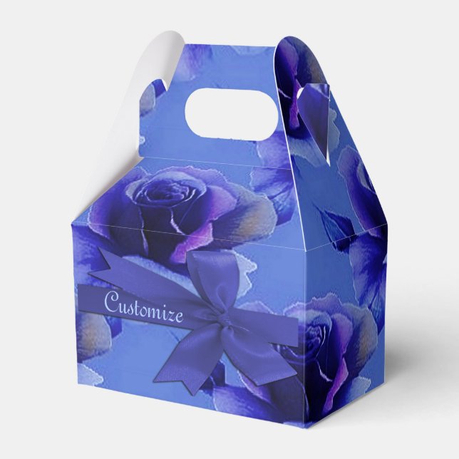Blue Rose Blumenmuster Gable Fevor Box Geschenkschachtel (Vorderseite)