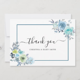 Blue Rose Bouquet Blume Hochzeit Dankeskarte