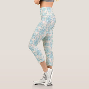 Blue Rose Bouquet Garden Blumenmuster Capri Leggings