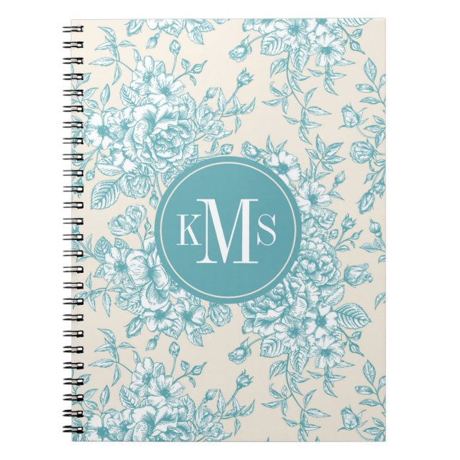 Blue Rose Bouquet Garden Blumenmuster Notizblock (Vorderseite)