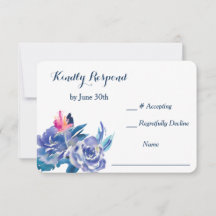 Blue Rose Bouquet Wedding RSVP