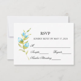 Blue Rose Buds Wedding RSVP Card